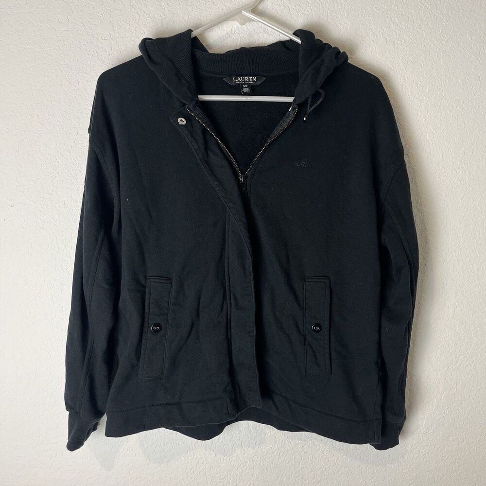 Lauren Ralph Lauren Black Zip Hoodie Logo Small‎ 221 Sweatshirt​